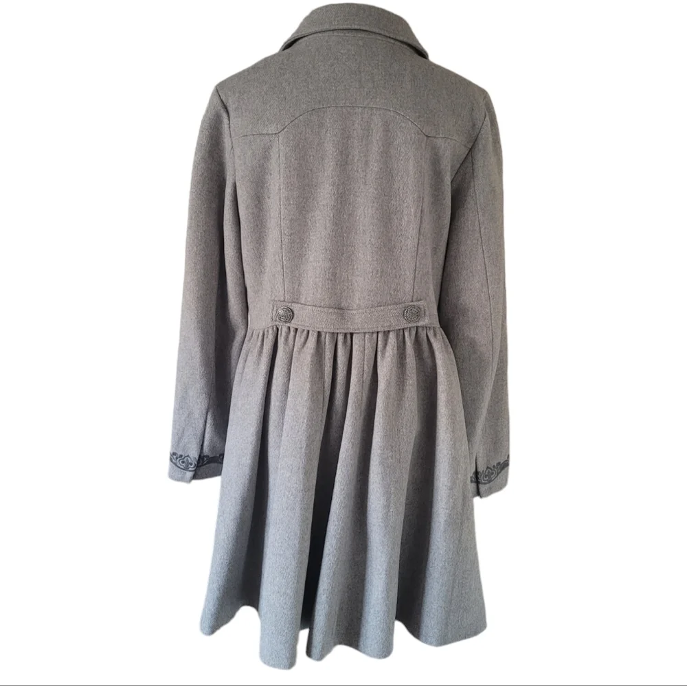 Odd Molly Gray Embroidered Wool Midi  Swing Coat. NWT‎